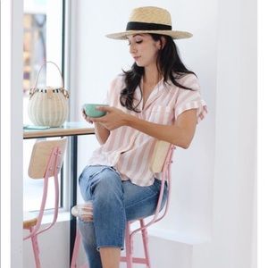 Madewell peach and cream stripe pj style top